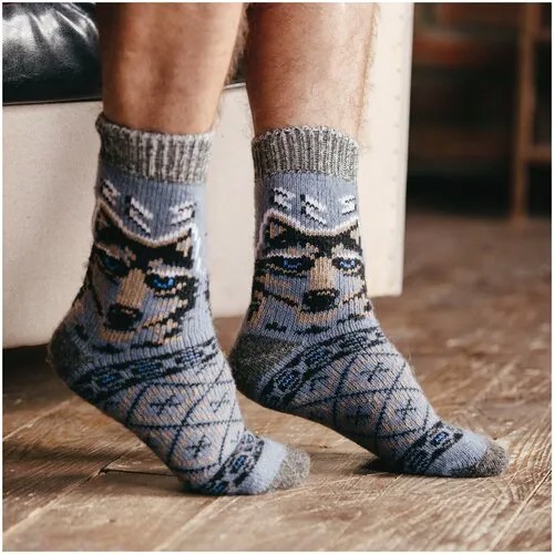 Носки Бабушкины носки, размер 41-43, голубой, бежевый, синий, белый, серый, экрю