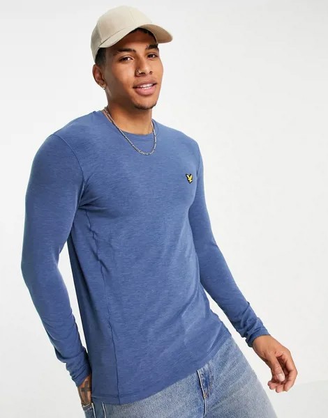 Базовый лонгслив синего цвета из ткани сицель Lyle & Scott Sport-Голубой
