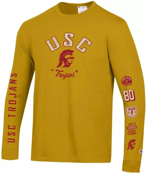 Мужская футболка USC Trojans Gold Vintage из джерси с длинным рукавом Champion