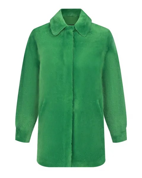 Зеленое двустороннее пальто из овчины Blancha
