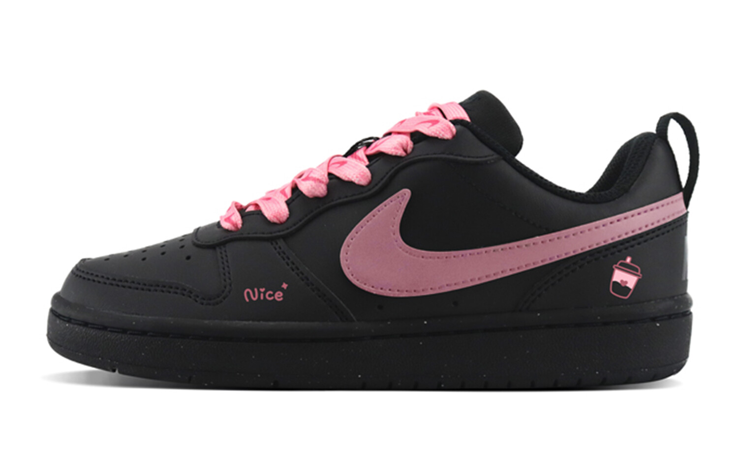 Кроссовки Nike Court Borough Skateboarding Shoes Women's Low-top Black/pink, розовый