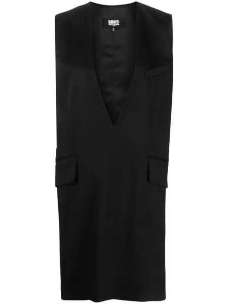 MM6 Maison Margiela платье без рукавов с V-образным вырезом, черный