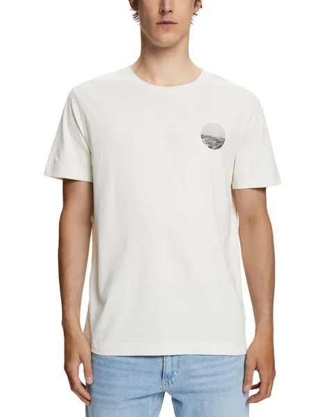 Мужская футболка обычного кроя с фотопринтом Esprit, крем