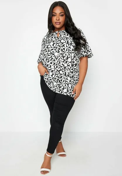 Туника Floral Print Keyhole Yours Clothing, антрацит