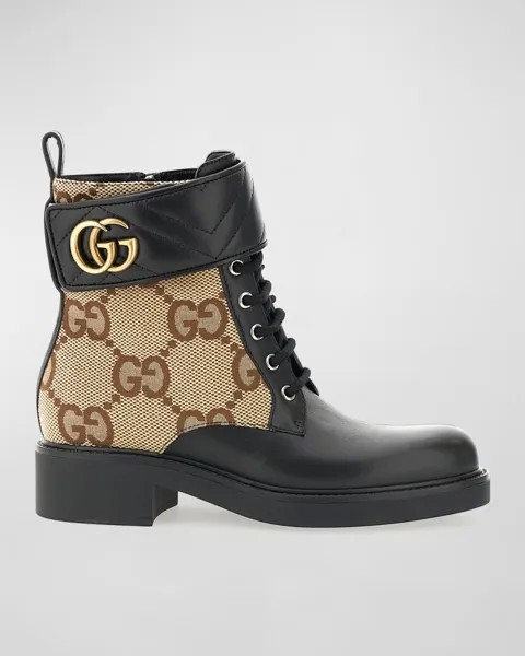 Ботинки на шнуровке Marmont с узором GG Gucci