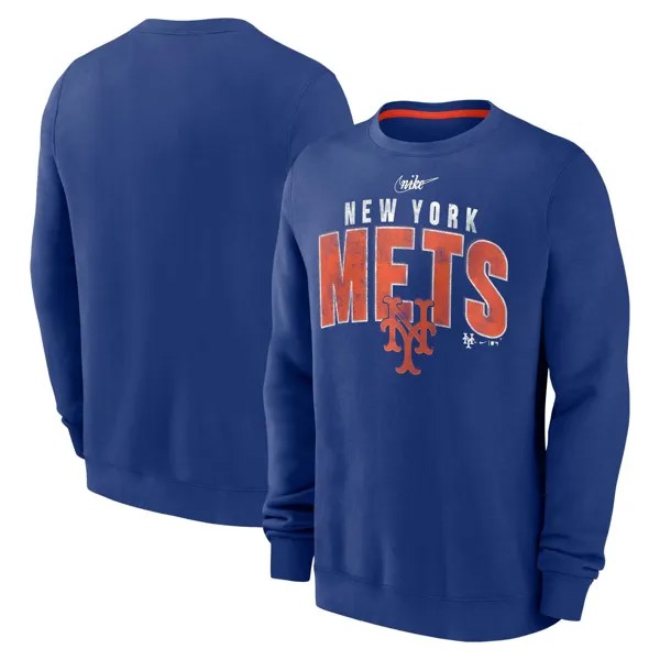 Мужской пуловер свитшот Royal New York Mets Cooperstown Collection Team Shout Out Nike