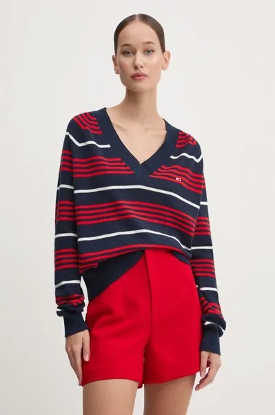 Хлопковый свитер Tommy Jeans, темно-синий