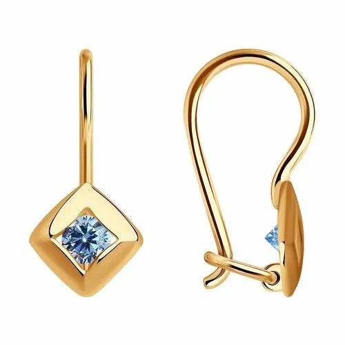 Серьги Diamant online, красное золото, 585 проба, фианит, голубой