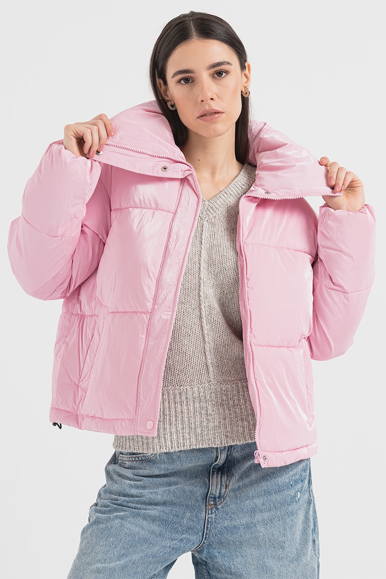 Свободная зимняя куртка с широким воротником Hugo, розовый