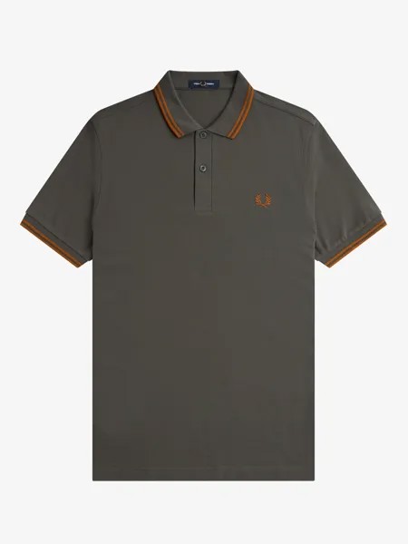 Рубашка поло стандартного кроя с двумя кончиками Fred Perry, поле зеленое