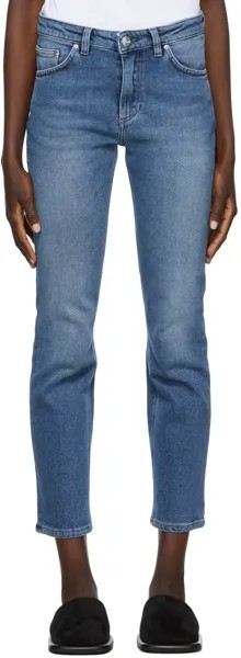 Синие укороченные джинсы прямого кроя Totême