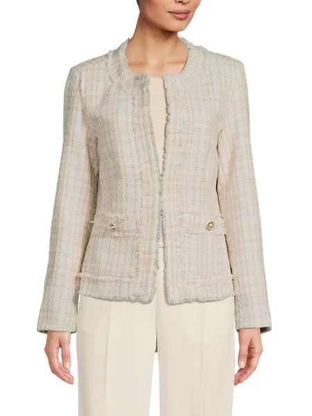 Твидовый пиджак в клетку Saks Fifth Avenue, цвет White Warm