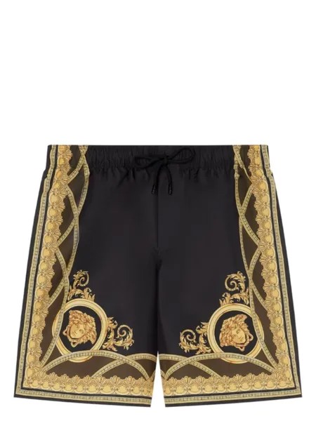 Versace плавки-шорты с кулиской и принтом Barocco, черный