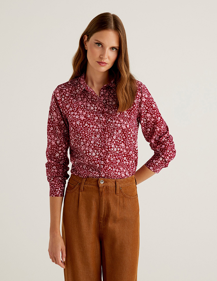 Рубашка женская United Colors of Benetton 21A_5OA95Q8U4 разноцветная XL