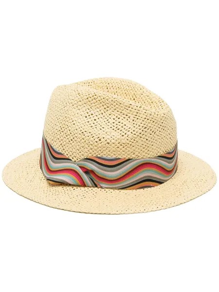 PAUL SMITH соломенная шляпа-федора с лентой