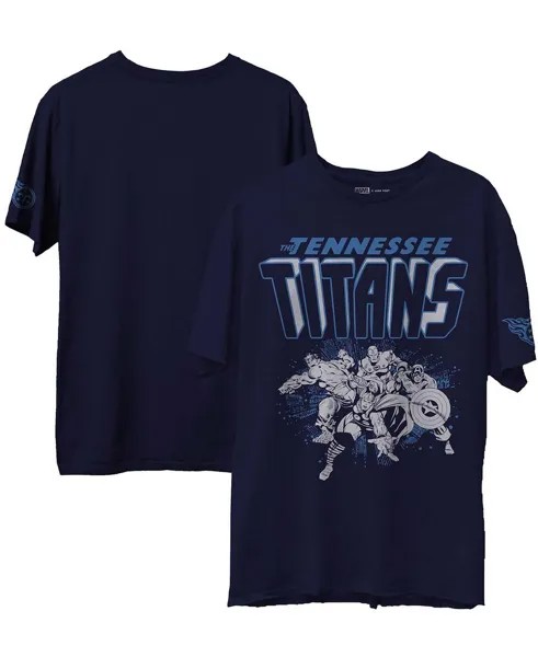 Мужская темно-синяя футболка tennessee titans marvel Junk Food, синий