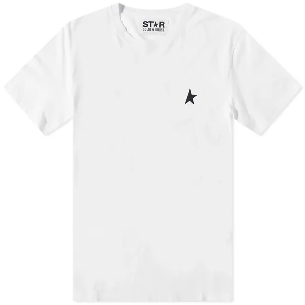 Футболка с логотипом Golden Goose и маленькой звездой на груди, белый/черный