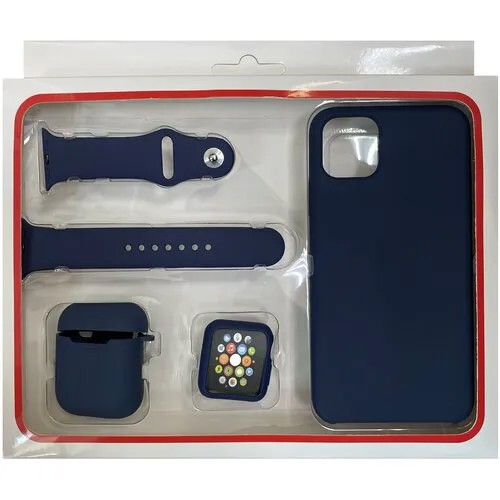 Набор 4в1 (Silicone Case iPhone 11Pro Max+Чехол+Ремешок+