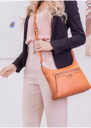 Элегантная Сумка женская 2018352A HJ18 marrone Giorgio Ferretti на плечо/Италия, 100% натуральная кожа