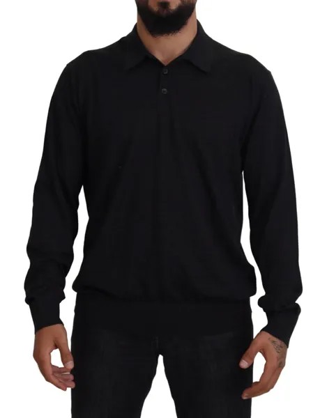 DOLCE - GABBANA Свитер черный кашемировый пуловер с воротником IT56/US46/XL 1120usd