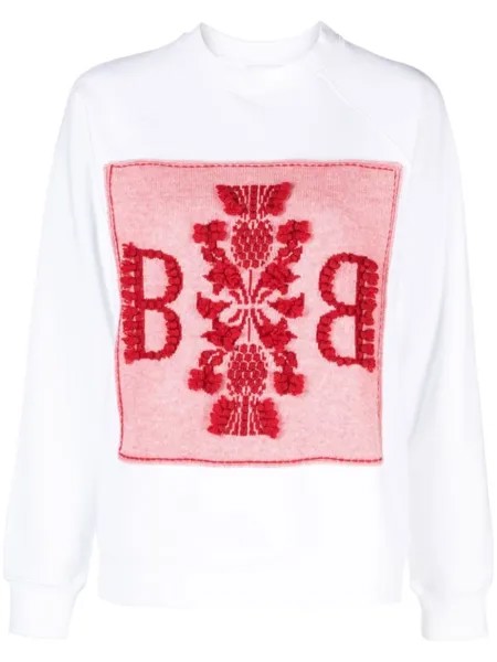 Barrie embroidered panelled sweatshirt, белый