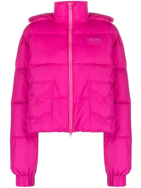 MOSCHINO JEANS пуховик с вышитым логотипом, розовый