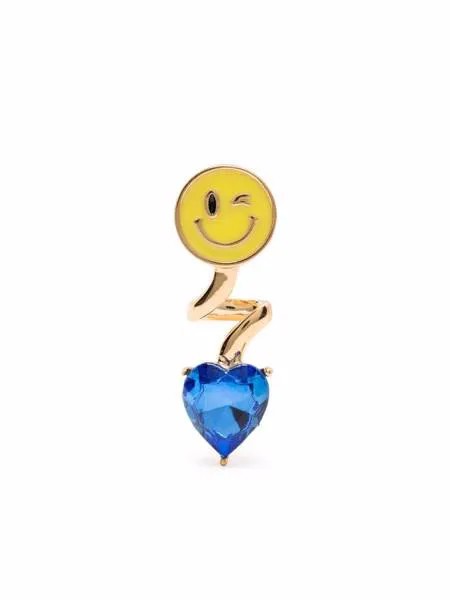 SAFSAFU серьга Smiley Heart с кристаллами