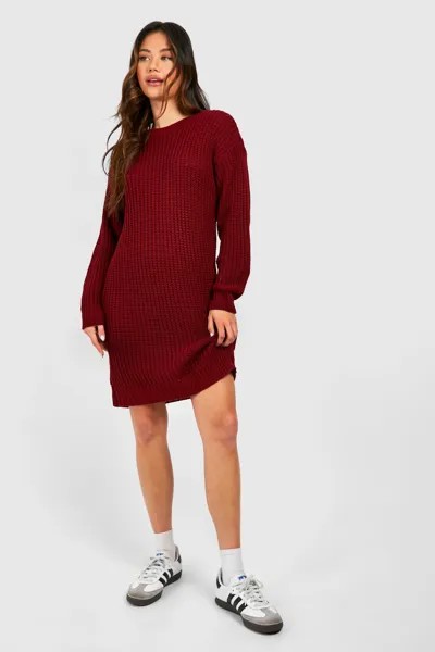 Мини-платье-джемпер с круглым вырезом boohoo, красный