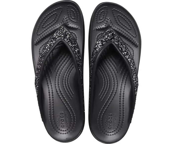 Сланцы Crocs Women's Crocs Sloane Glitter Wedge Flip, черный