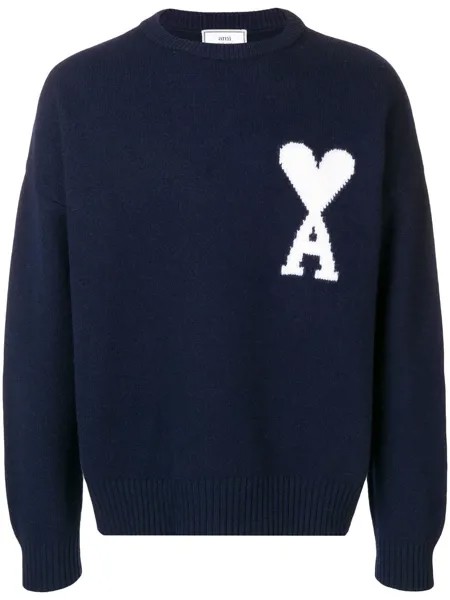 AMI Paris свитер вязки интарсия с логотипом