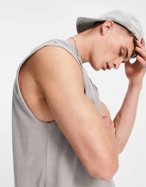 Серая oversized-майка из органического хлопка ASOS DESIGN-Серый