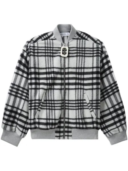 JW Anderson клетчатый бомбер на молнии, серый