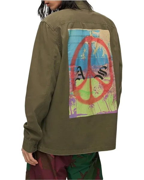 Рубашка AllSaints Ether Long Sleeve Shirt, цвет Cargo Green