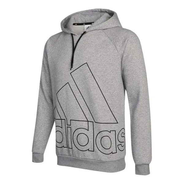 Толстовка Men's adidas Big Lo Hd Fl Large Logo Printing Fleece Lined Sports Knit Gray, серый