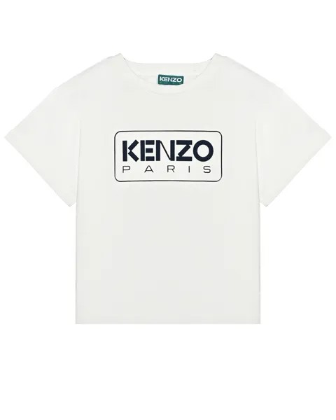 Футболка с логотипом на груди, белая KENZO