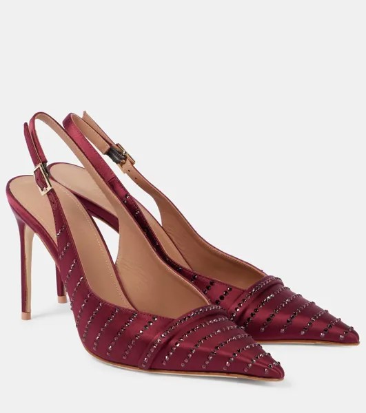 Туфли-лодочки Jazz 90 из атласа с ремешком на пятке Malone Souliers, цвет burgundy/burgundy
