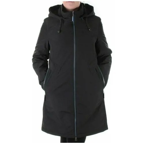Куртка  демисезонная, средней длины, силуэт полуприлегающий, капюшон, карманы, влагоотводящая, ветрозащитная, размер 50, черный