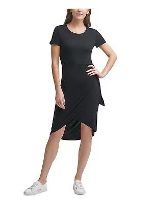 CALVIN KLEIN Женское черное вечернее платье длиной до колена с короткими рукавами 12