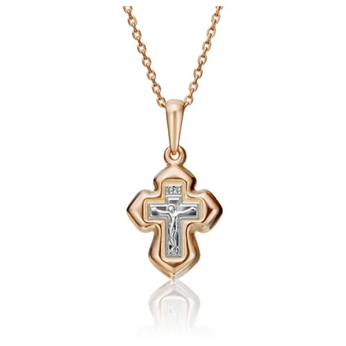 PLATINA jewelry Крестик из комбинированного золота без камней 03-2247-00-000-1111-63