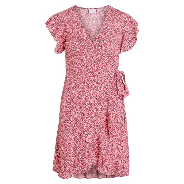Короткое платье Vila Fini Wrap Short Sleeve, розовый