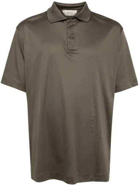 Хлопковая рубашка-поло с короткими рукавами Zegna, зеленая