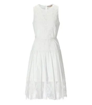 Женское белое платье-миди Twinset с кружевом