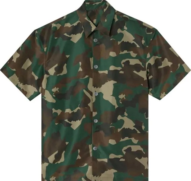 Рубашка Heron Preston Short-Sleeve Camo Nylon Shirt 'Camo Green', зеленый