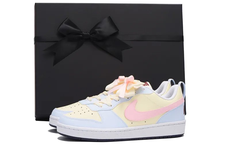Кроссовки Nike Court Borough Skateboarding Shoes Women's Low-top White/pink, желтый