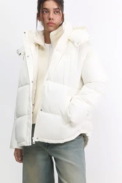Куртка oversize стеганая с капюшоном