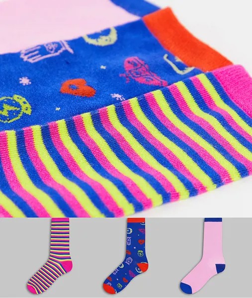 Набор из 3 пар цветных носков с мистическим принтом Chelsea Peers-Разноцветный