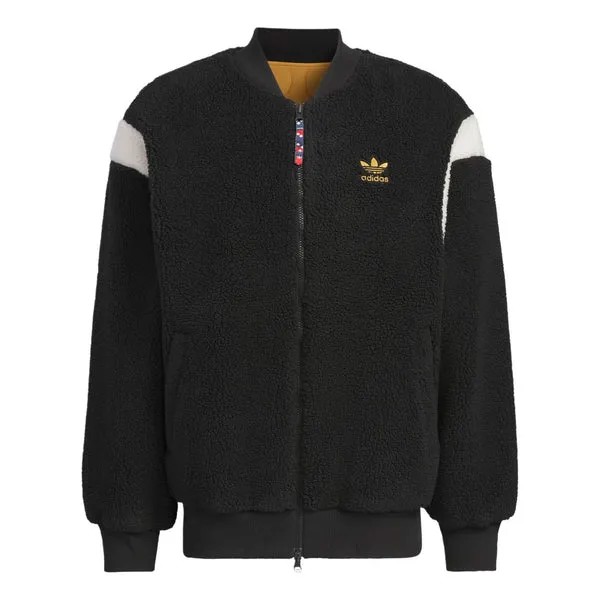 Куртка originals x feifei ruan двусторонний шерпа бомбер азиатские размеры Adidas, черный