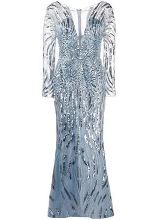 Zuhair Murad платье с пайетками и V-образным вырезом