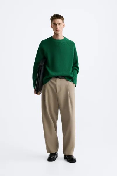 Текстурированный свитер ZARA, зеленый
