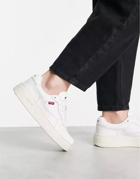 Белые кожаные кроссовки с логотипом Levi's Glide